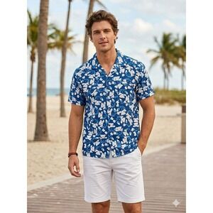 COOFANDY Men's XL Hawaiian Aloha Shirt Short Sleeve Floral Print
